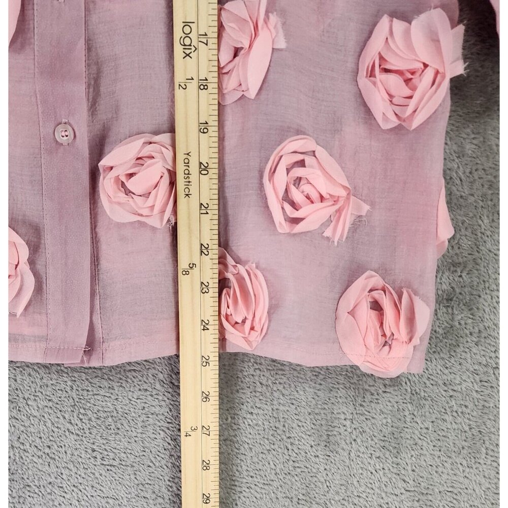 The Retreat Collection Shirt Womens Large Pink Floral Button Up Short Sleeve - Picture 5 of 9